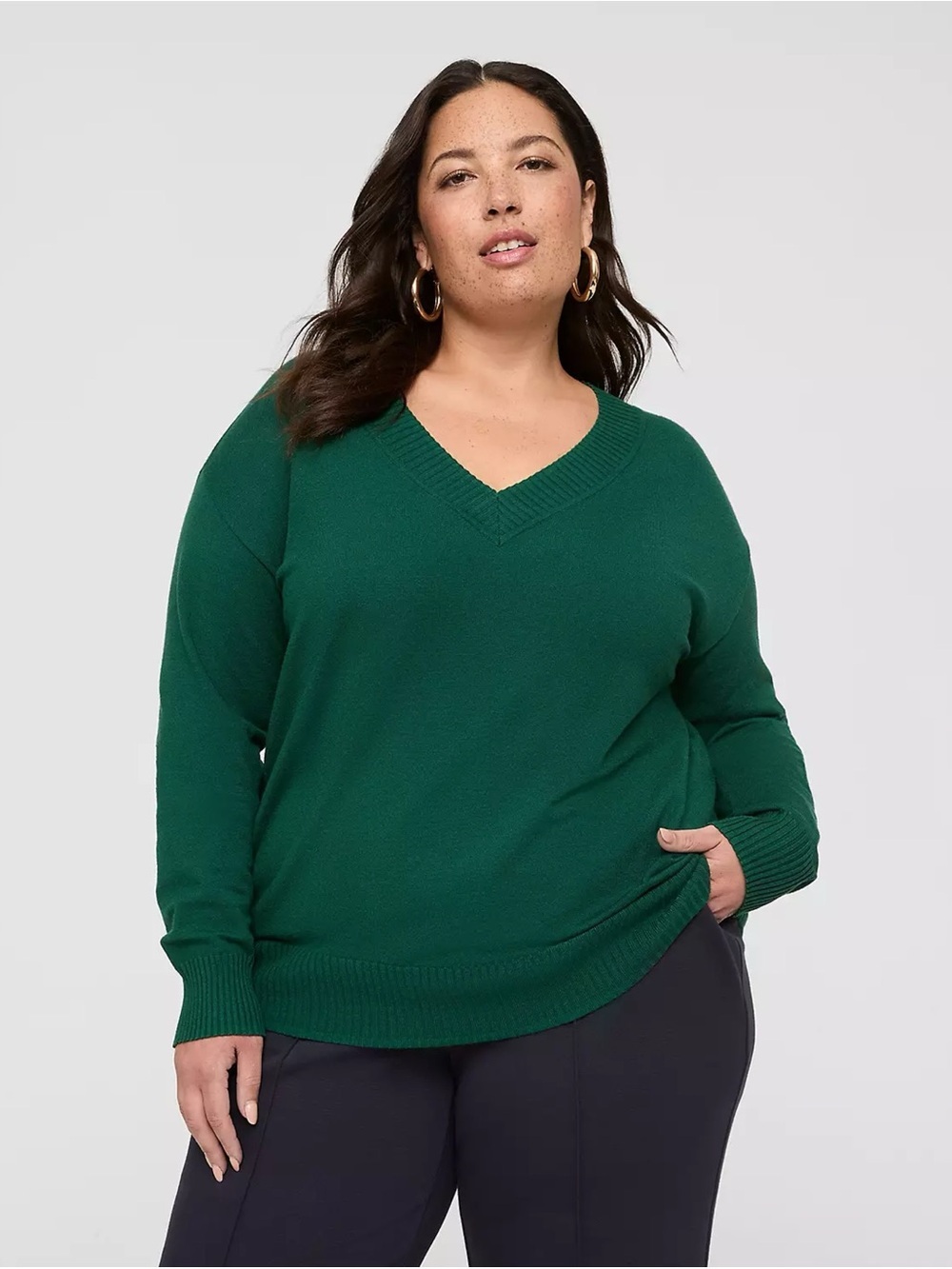 NWT Lane Bryant Long-Sleeve V-Neck Sweater 10/12